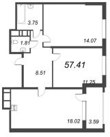 3 ккв (Евро) № 946 Корп.: 1 , Секция 2.7  в ЖК Astra Marine на набережной