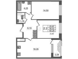 3 ккв (Евро) № 935 Корп.: 1 , Секция 2.7  в ЖК Astra Marine на набережной