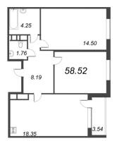 3 ккв (Евро) № 930 Корп.: 1 , Секция 2.7  в ЖК Astra Marine на набережной