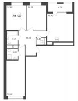 4 ккв (Евро) № 530 Корп.: 1 , Секция 2.1  в ЖК Astra Marine на набережной