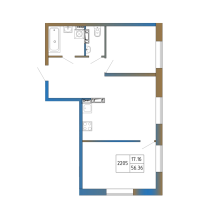 3 ккв № 2205 Корп.: 2 , Секция 1  в ЖК Атмосфера Выборга