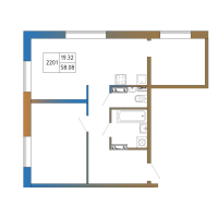 2 ккв № 2201 Корп.: 2 , Секция 1  в ЖК Атмосфера Выборга