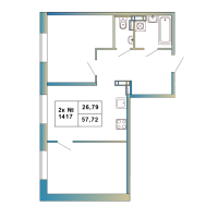 2 ккв № 1417 Корп.: 1 , Секция 1  в ЖК Атмосфера Выборга