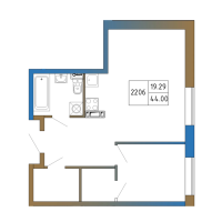 2 ккв № 2206 Корп.: 2 , Секция 1  в ЖК Атмосфера Выборга