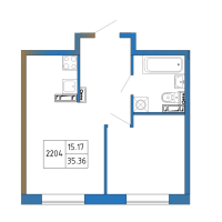 2 ккв № 2204 Корп.: 2 , Секция 1  в ЖК Атмосфера Выборга