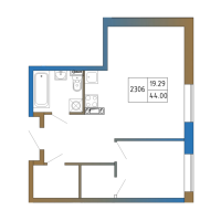 2 ккв № 2306 Корп.: 2 , Секция 1  в ЖК Атмосфера Выборга