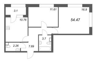 2 ккв № 333 Корп.: 1 , Секция 3  в ЖК Аурум