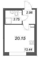 Студия № 755 Корп.: 1.2 , Секция 6  в ЖК Аурум