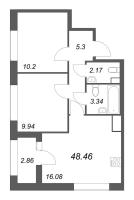 3 ккв (Евро) № 235 Корп.: 2 , Секция 2  в ЖК Аурум