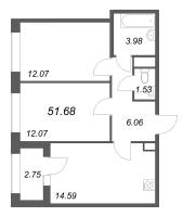 2 ккв № 757 Корп.: 1.2 , Секция 6  в ЖК Аурум