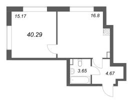 2 ккв (Евро) № 341 Корп.: 1 , Секция 3  в ЖК Аурум