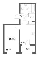 1 ккв № 167 Корп.: 1 , Секция 2  в ЖК Аурум