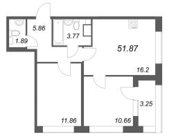 3 ккв (Евро) № 931 Корп.: 1.2 , Секция 7  в ЖК Аурум