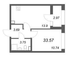 1 ккв № 5 Корп.: 1 , Секция 1  в ЖК Аурум