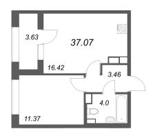 2 ккв (Евро) № 65 Корп.: 1 , Секция 1  в ЖК Аурум
