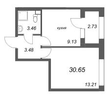 1 ккв № 1 Корп.: 1 , Секция 1  в ЖК Аурум