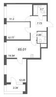 3 ккв № 756 Корп.: 1.2 , Секция 6  в ЖК Аурум