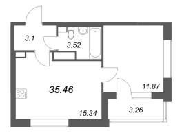 2 ккв (Евро) № 359 Корп.: 1 , Секция 3  в ЖК Аурум