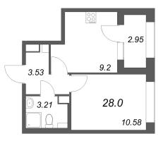 1 ккв № 892 Корп.: 1.2 , Секция 6  в ЖК Аурум