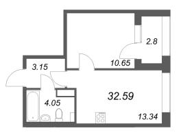 1 ккв № 508 Корп.: 1.2 , Секция 4  в ЖК Аурум