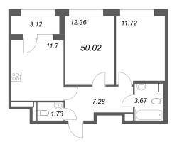 2 ккв № 51 Корп.: 2 , Секция 1  в ЖК Аурум