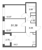 2 ккв № 768 Корп.: 1.2 , Секция 6  в ЖК Аурум
