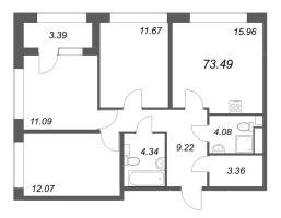 4 ккв (Евро) № 758 Корп.: 1.2 , Секция 6  в ЖК Аурум