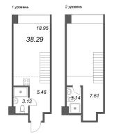 2 ккв (Евро) № 83 Корп.: 2 Уч. Фабрик , Секция 1  в ЖК Avant