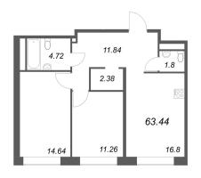 3 ккв (Евро) № 299 Корп.: 1 Уч. Klassic , Секция 6  в ЖК Avant