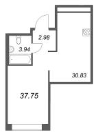 Студия № 296 Корп.: 1 Уч. Klassic , Секция 6  в ЖК Avant