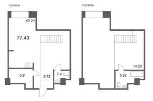 2 ккв (Евро) № 85 Корп.: 2 Уч. Fabrik , Секция 1  в ЖК Avant