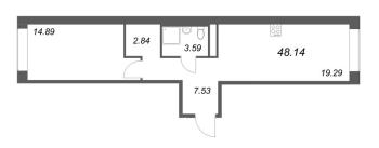 2 ккв (Евро) № 399 Корп.: 1 Уч. Klassic , Секция 8  в ЖК Avant