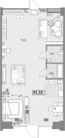 1 ккв № 256 Корп.: 2 Уч. Фабрик , Секция 5  в ЖК Avant