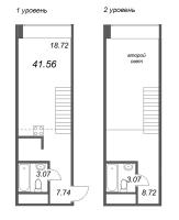 2 ккв (Евро) № 97 Корп.: 2 Уч. Фабрик , Секция 1  в ЖК Avant