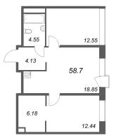 3 ккв (Евро) № 391 Корп.: 1 Уч. Klassic , Секция 8  в ЖК Avant