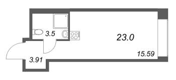 Студия № 220 Корп.: 1 Уч. Классик , Секция 5  в ЖК Avant