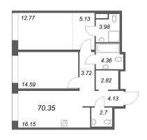 3 ккв (Евро) № 119 Корп.: 1 Уч. Klassic , Секция 2  в ЖК Avant