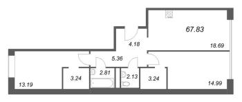 3 ккв (Евро) № 175 Корп.: 1 Уч. Klassic , Секция 4  в ЖК Avant