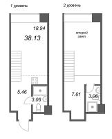 2 ккв (Евро) № 141 Корп.: 2 Уч. Фабрик , Секция 2  в ЖК Avant