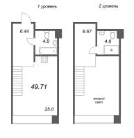 2 ккв (Евро) № 93 Корп.: 2 Уч. Fabrik , Секция 1  в ЖК Avant