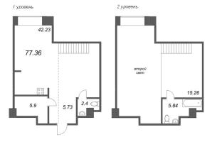 2 ккв (Евро) № 101 Корп.: 2 Уч. Fabrik , Секция 1  в ЖК Avant