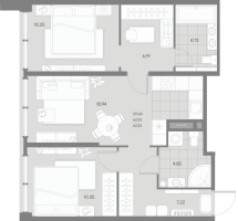 3 ккв (Евро) № 23 Корп.: 3 Уч. Balance , Секция 2  в ЖК Avant