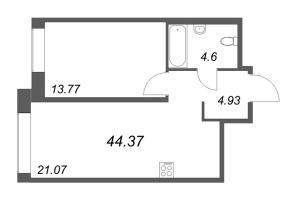 2 ккв (Евро) № 117 Корп.: 1 Уч. Klassic , Секция 2  в ЖК Avant