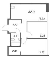 3 ккв (Евро) № 166 Корп.: 1 Уч. Klassic , Секция 4  в ЖК Avant