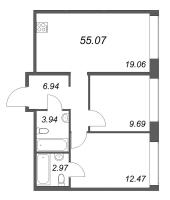 3 ккв (Евро) № 43 Корп.: 1 Уч. Klassic , Секция 1  в ЖК Avant