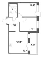 3 ккв (Евро) № 243 Корп.: 1 Уч. Klassic , Секция 5  в ЖК Avant
