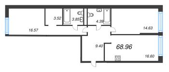 3 ккв (Евро) № 13 Корп.: 3 Уч. Баланс , Секция 1  в ЖК Avant