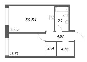 2 ккв (Евро) № 6 Корп.: 1 Уч. Klassic , Секция 1  в ЖК Avant