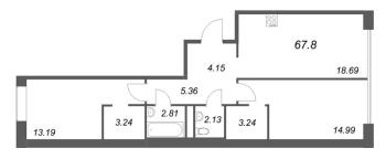 3 ккв (Евро) № 183 Корп.: 1 Уч. Классик , Секция 4  в ЖК Avant