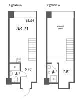 2 ккв (Евро) № 192 Корп.: 2 Уч. Fabrik , Секция 3  в ЖК Avant